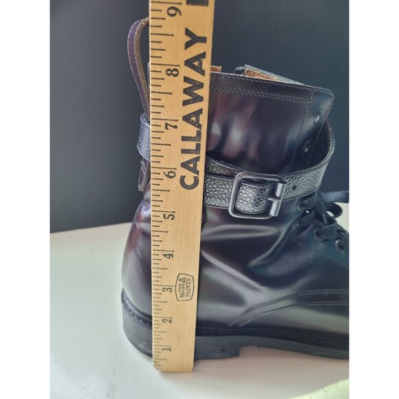 Italian Leather Side Zip Lace-Up Ankle Boots Mens 9 Brown George Brown BILT - Picture 10 of 14